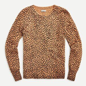 J. Crew Cashmere Crewneck Sweater in Leopard Dot Animal Print, size Small, EUC